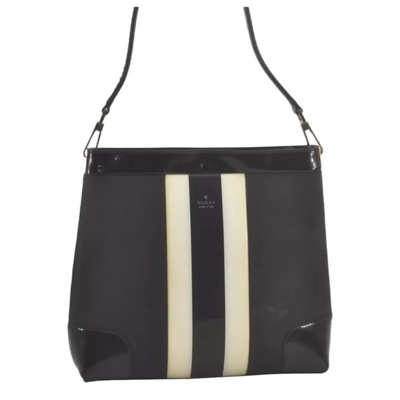 Gucci Handbags - Gucci Sherry Line Black Canvas Shoulder Bag with COA EUC